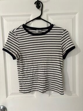 H&M Navy & White Striped Short-Sleeve Tee